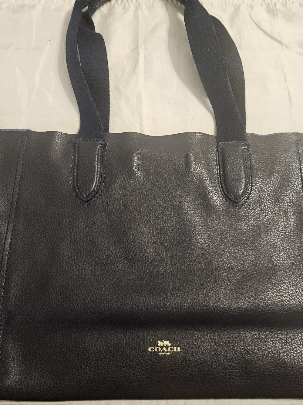 COACH Women's Dark Navy Leather Tote Bag